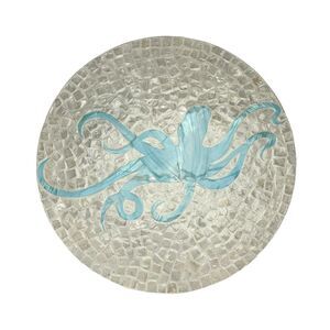 Octopus Lazy Susan 16 in Capiz Shell Mosaic Rotating Tray Coastal Decor